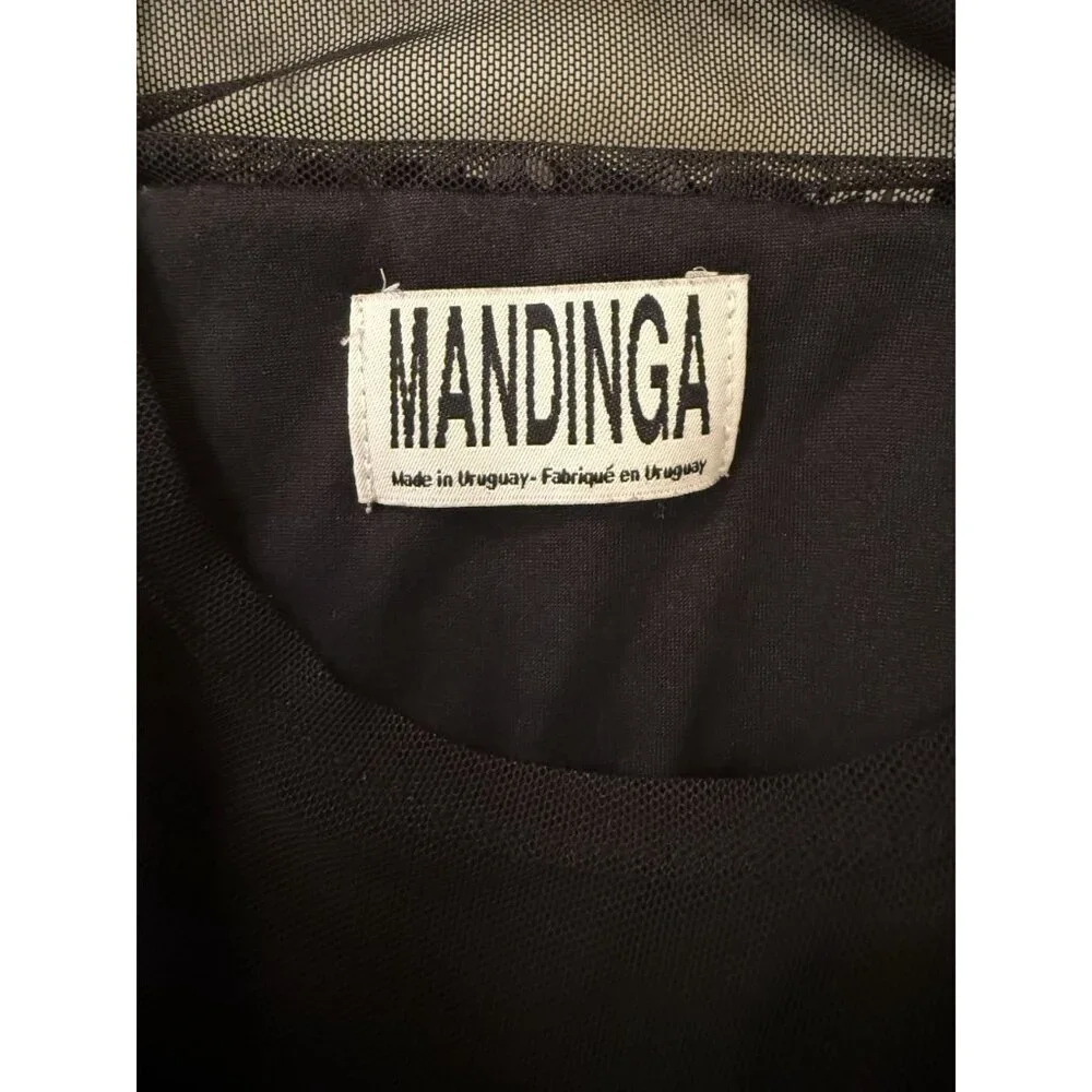Mandinga Lento Sequin Maxi Dress Black Sheer Womens Size Small $370 [jb]